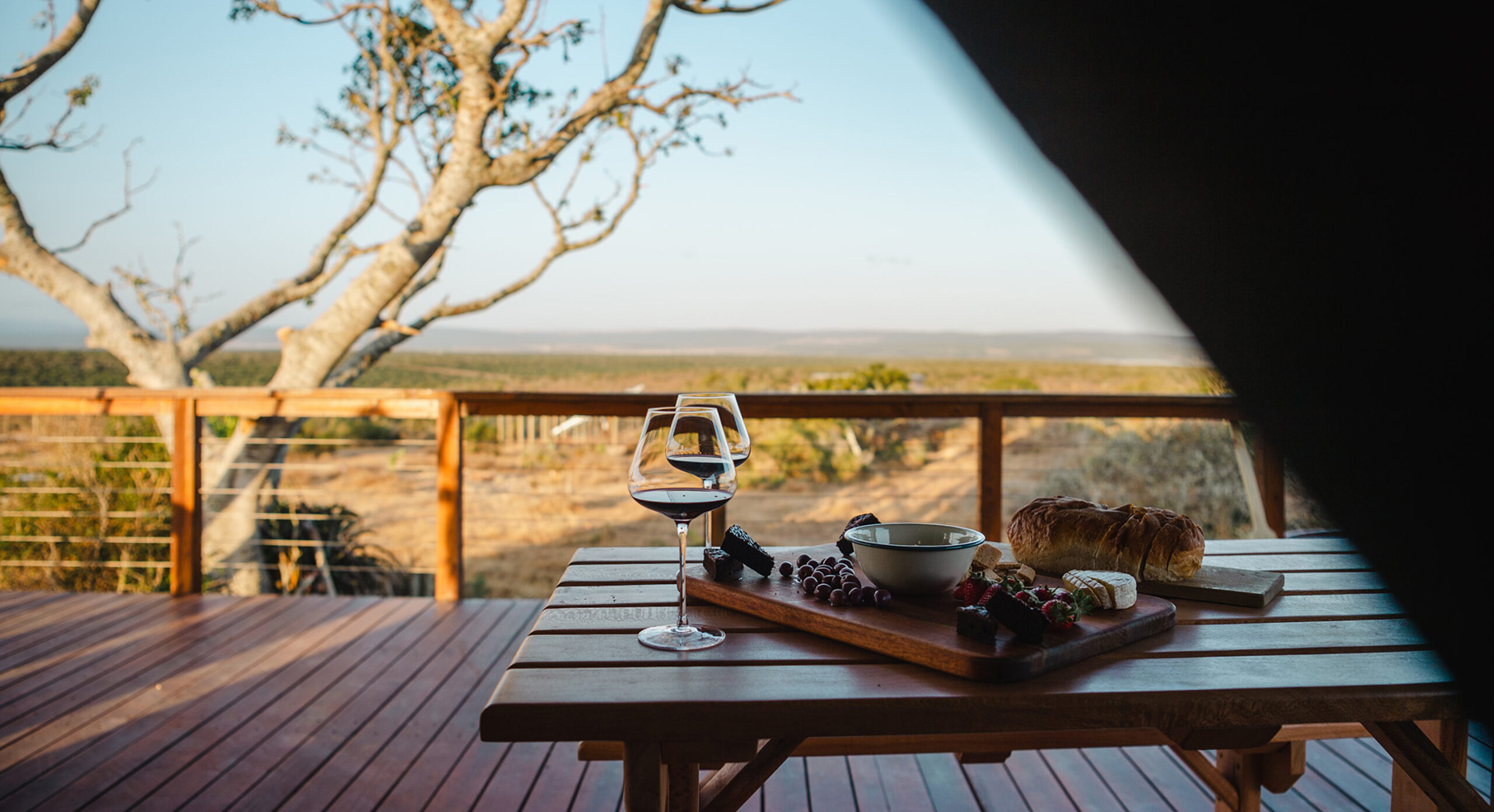 Deck dining with reserve views